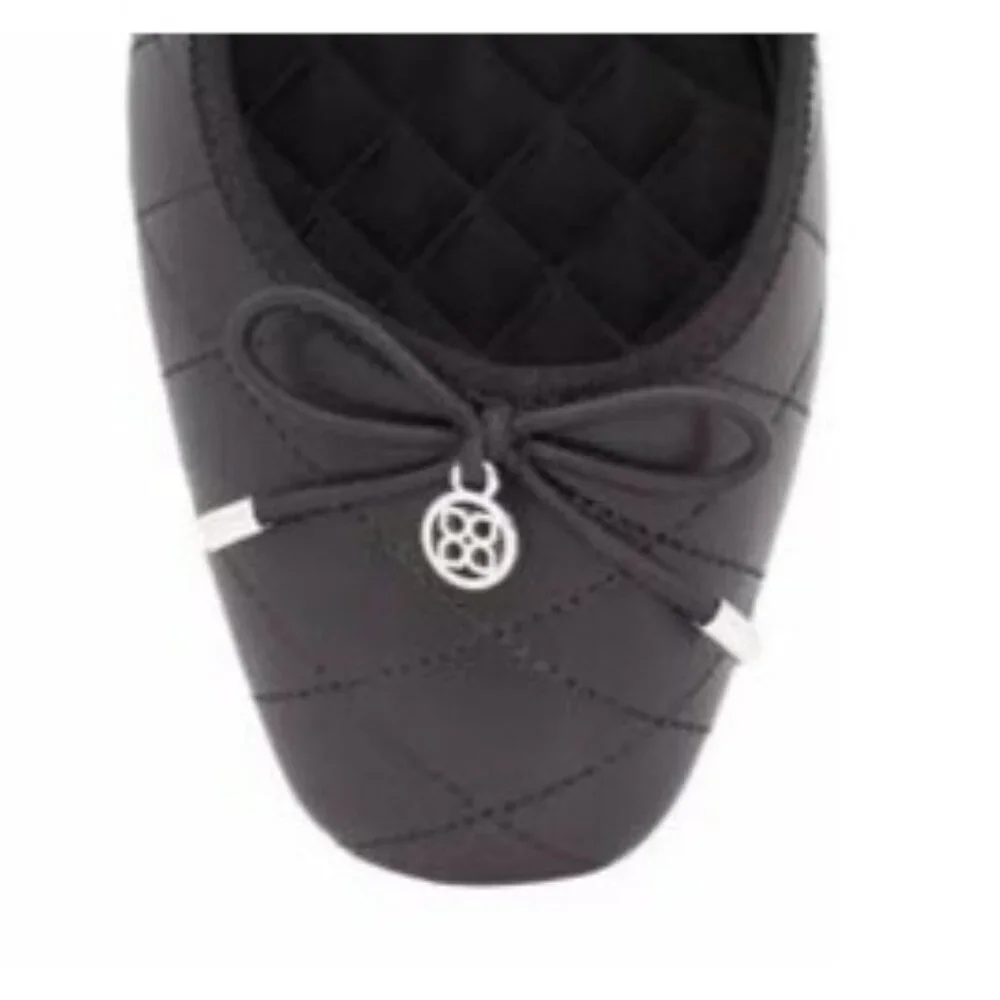 Kelly & Katie Sebrinel Black Quilted Vegan Leather Grosgrain Ballet Flat size7
